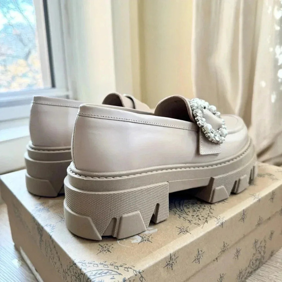 ALOHAS Trailblazer Leather Platform Loafers Pearl US 7 / EUR 38 - Picture 8 of 16